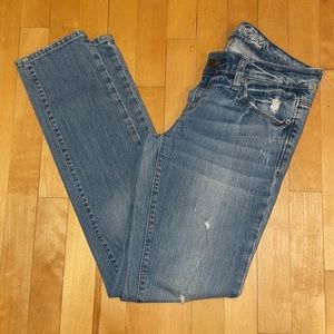 Womens American Eagle Outfitters Skinny 77 Ripped Blue Jeans Size 6 REG
